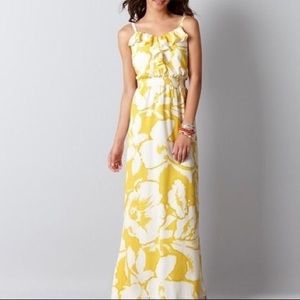 LOFT yellow floral maxi dress